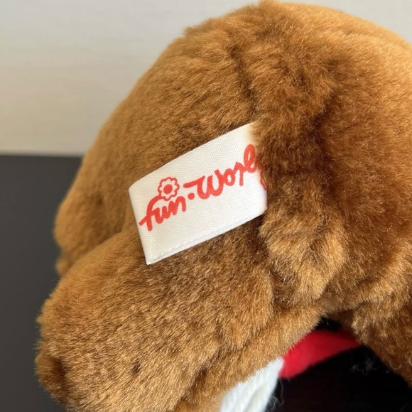 Fun World Bear Plush Christmas Ornament Santa Hat Scarf Vintage Stuffed Animal - Picture 6 of 8